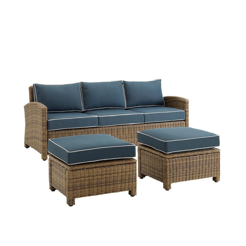 Bradenton 3Pc Wicker Outdoor Sofa Patio Furniture Set - Crosley Furniture