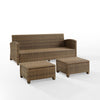 Bradenton 3Pc Wicker Outdoor Sofa Patio Furniture Set - Crosley Furniture