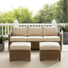 Bradenton 3Pc Wicker Outdoor Sofa Patio Furniture Set - Sofa & 2 Ottomans - Crosley Furniture