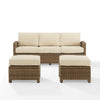 Bradenton 3Pc Wicker Outdoor Sofa Patio Furniture Set - Sofa & 2 Ottomans - Crosley Furniture