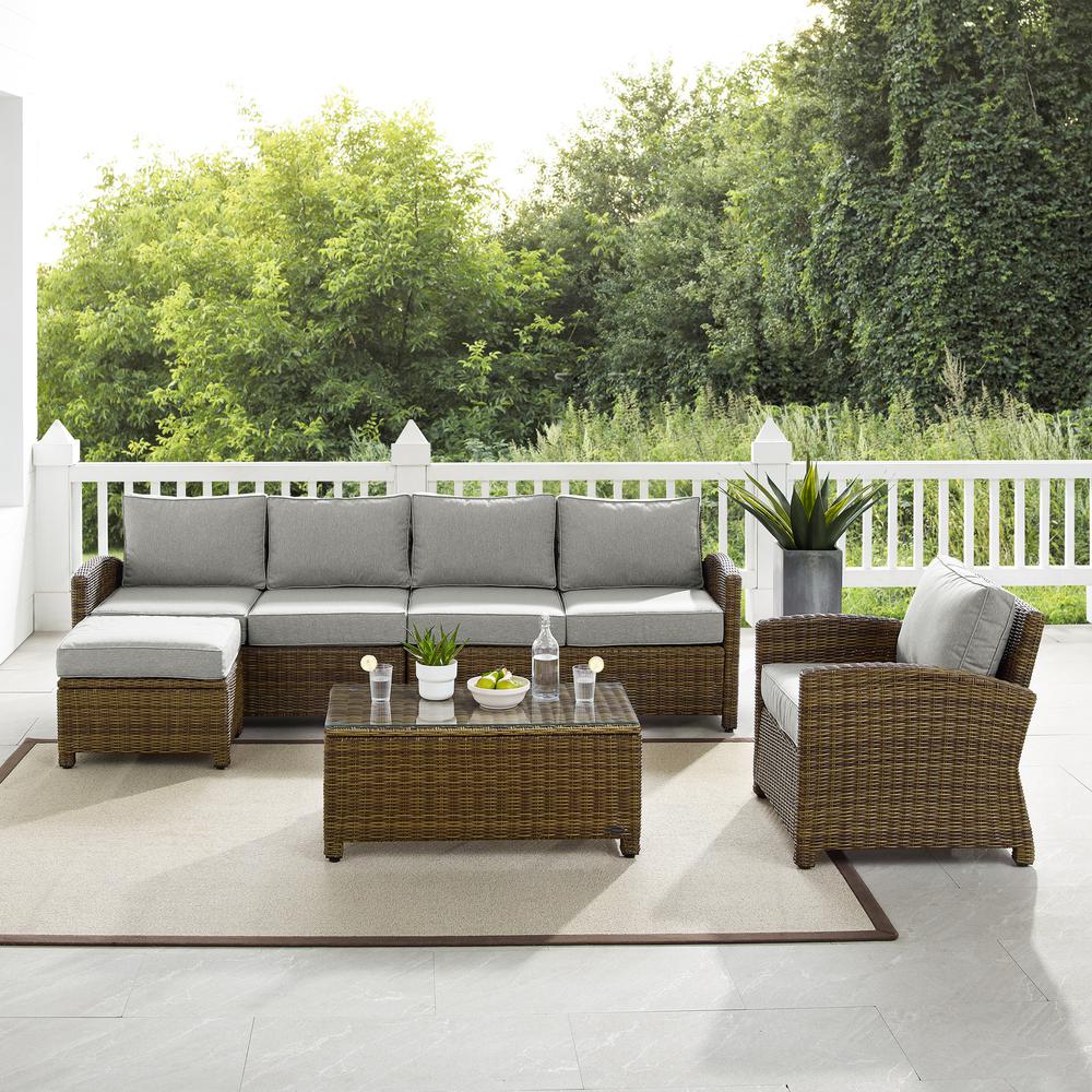 5Pc Outdoor Furniture Set, Left&Right Loveseat, Armchair, Coffee Table, Ottoman - Crosley Furniture