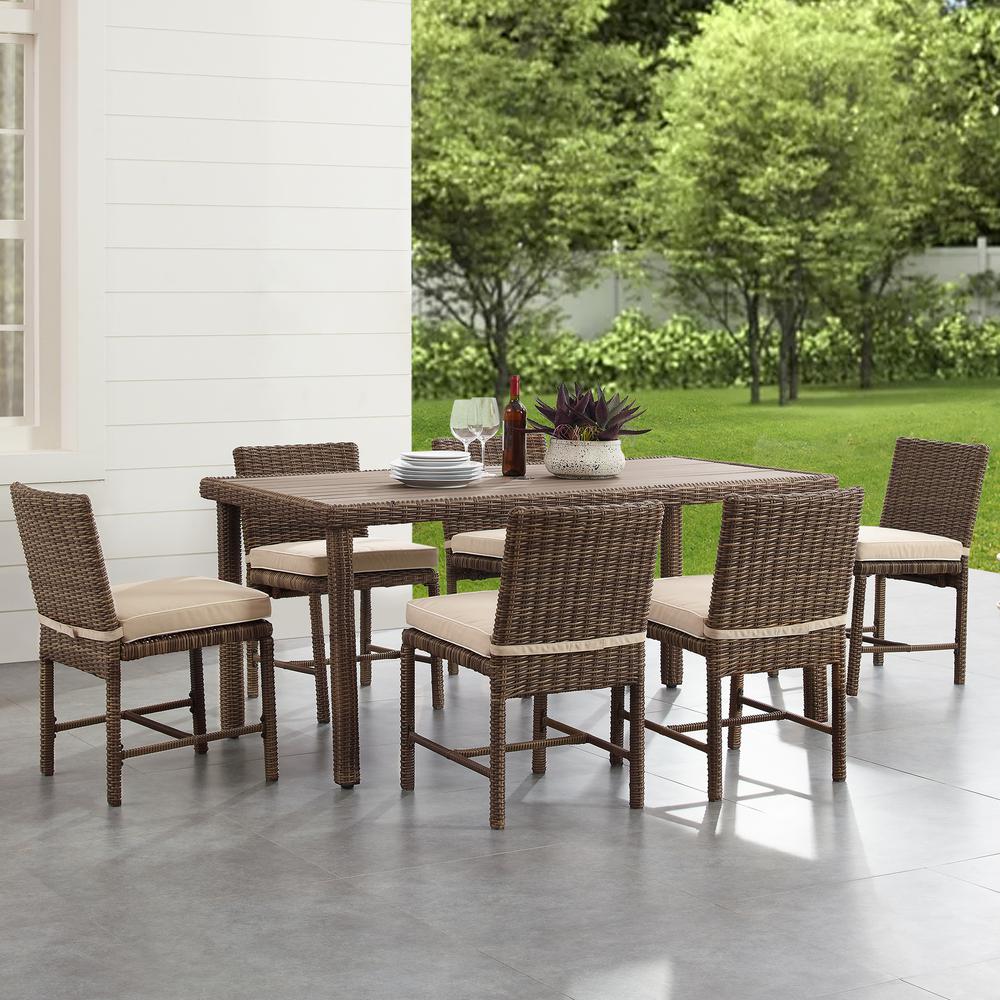 Bradenton 7Pc Outdoor Wicker Dining Set Sand/Weathered Brown - Dining Table & 6 Dining Chairs - Crosley