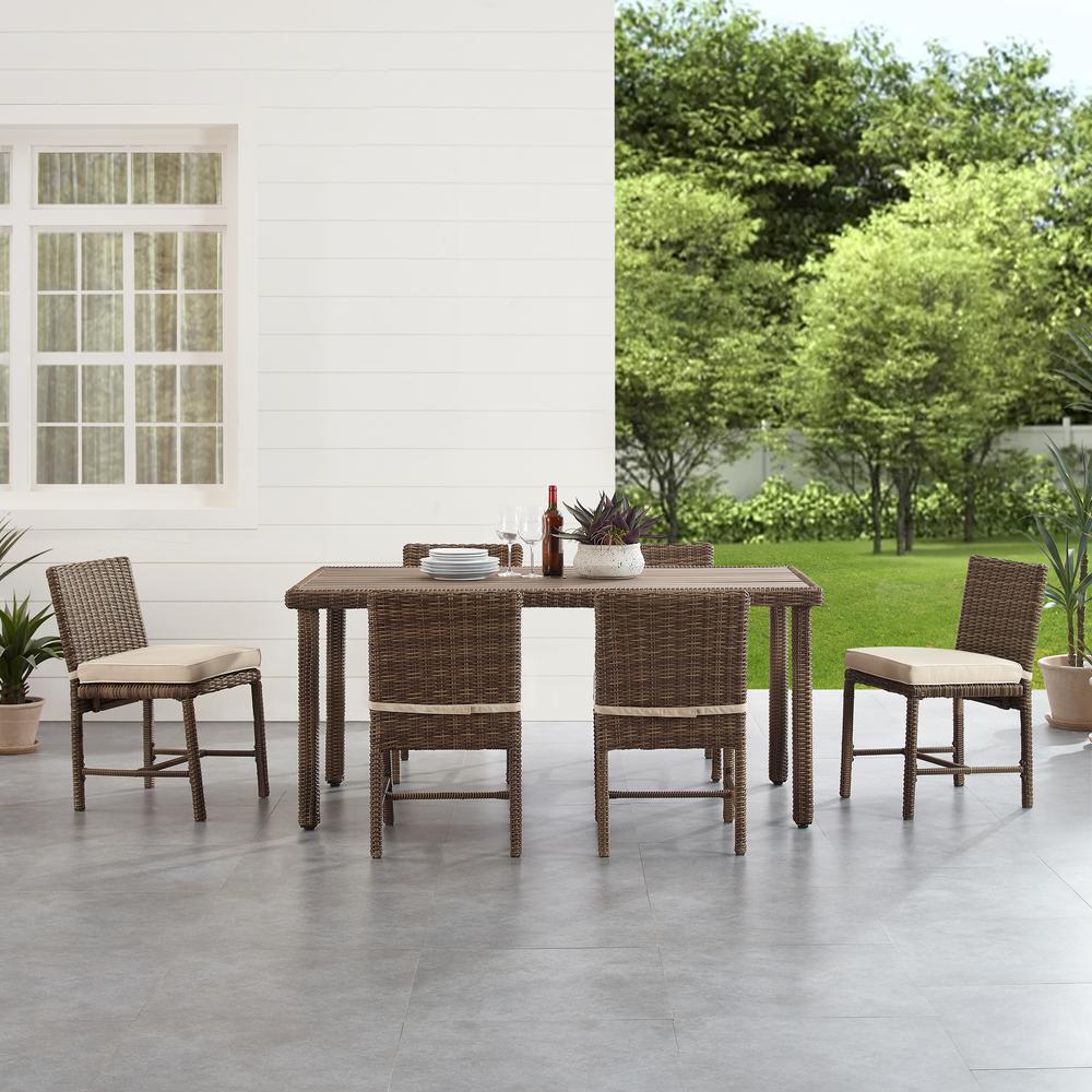 Bradenton 7Pc Outdoor Wicker Dining Set Sand/Weathered Brown - Dining Table & 6 Dining Chairs - Crosley