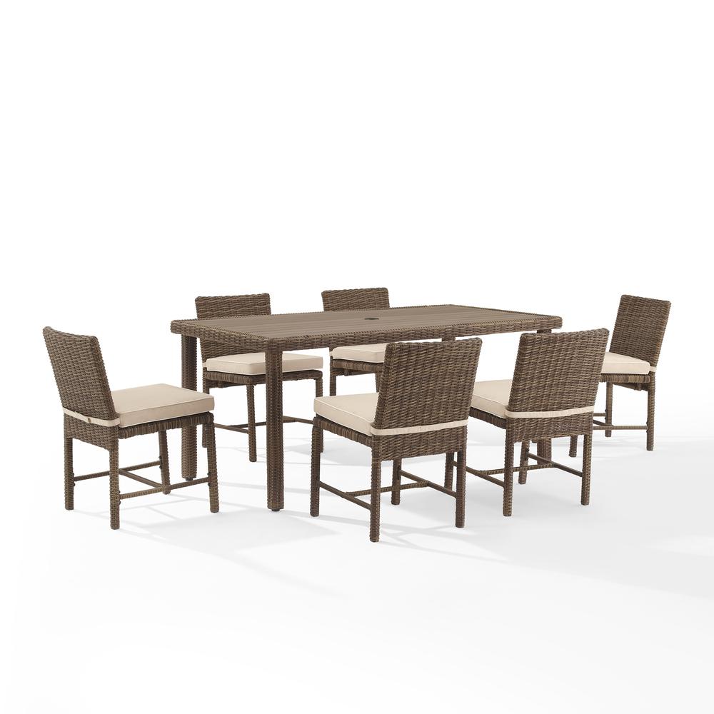 Bradenton 7Pc Outdoor Wicker Dining Set Sand/Weathered Brown - Dining Table & 6 Dining Chairs - Crosley