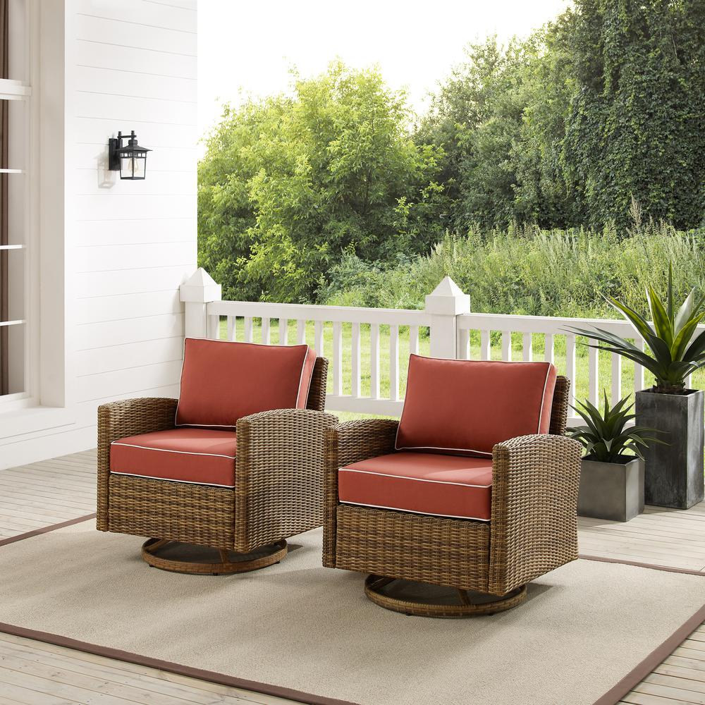 Bradenton 2Pc Wicker Swivel Rocker Outdoor Chair Set - 2 Swivel Rockers - Crosley Furniture