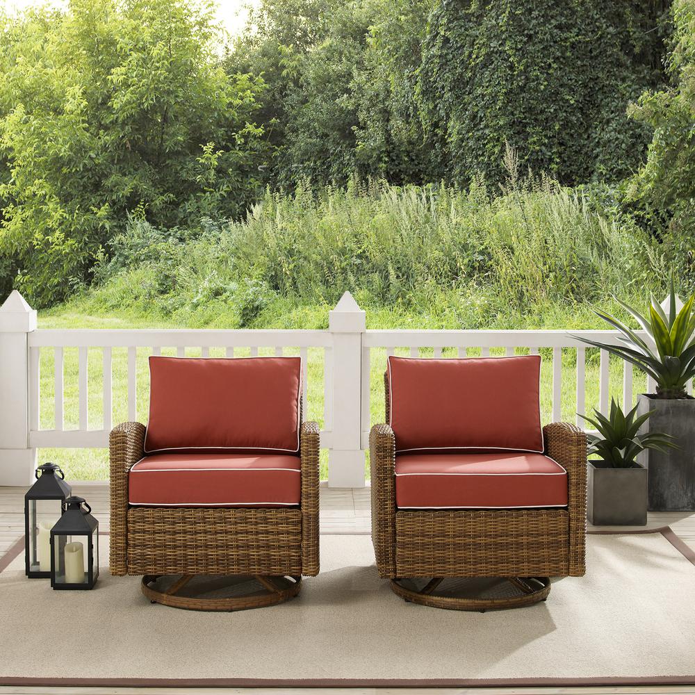 Bradenton 2Pc Wicker Swivel Rocker Outdoor Chair Set - 2 Swivel Rockers - Crosley Furniture