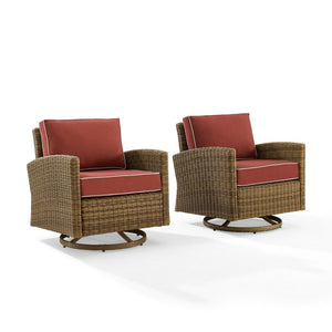 Bradenton 2Pc Wicker Swivel Rocker Outdoor Chair Set - 2 Swivel Rockers - Crosley Furniture