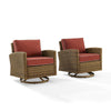 Bradenton 2Pc Wicker Swivel Rocker Outdoor Chair Set - 2 Swivel Rockers - Crosley Furniture