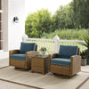 Bradenton 3Pc Wicker Swivel Rocker Outdoor Chair Set, Side Table & 2 Rockers - Crosley Furniture