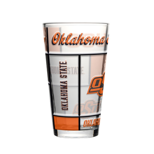 Oklahoma State Cowboys Pint Glass 16oz Quilted Stained Boxed - Logo Brands