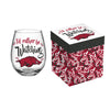 Arkansas Razorbacks Glass 17oz Wine Stemless Boxed - Evergreen Enterprises
