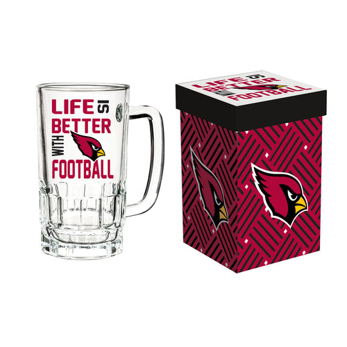 Arizona Cardinals Glass 18oz Tankard Boxed - Evergreen Enterprises