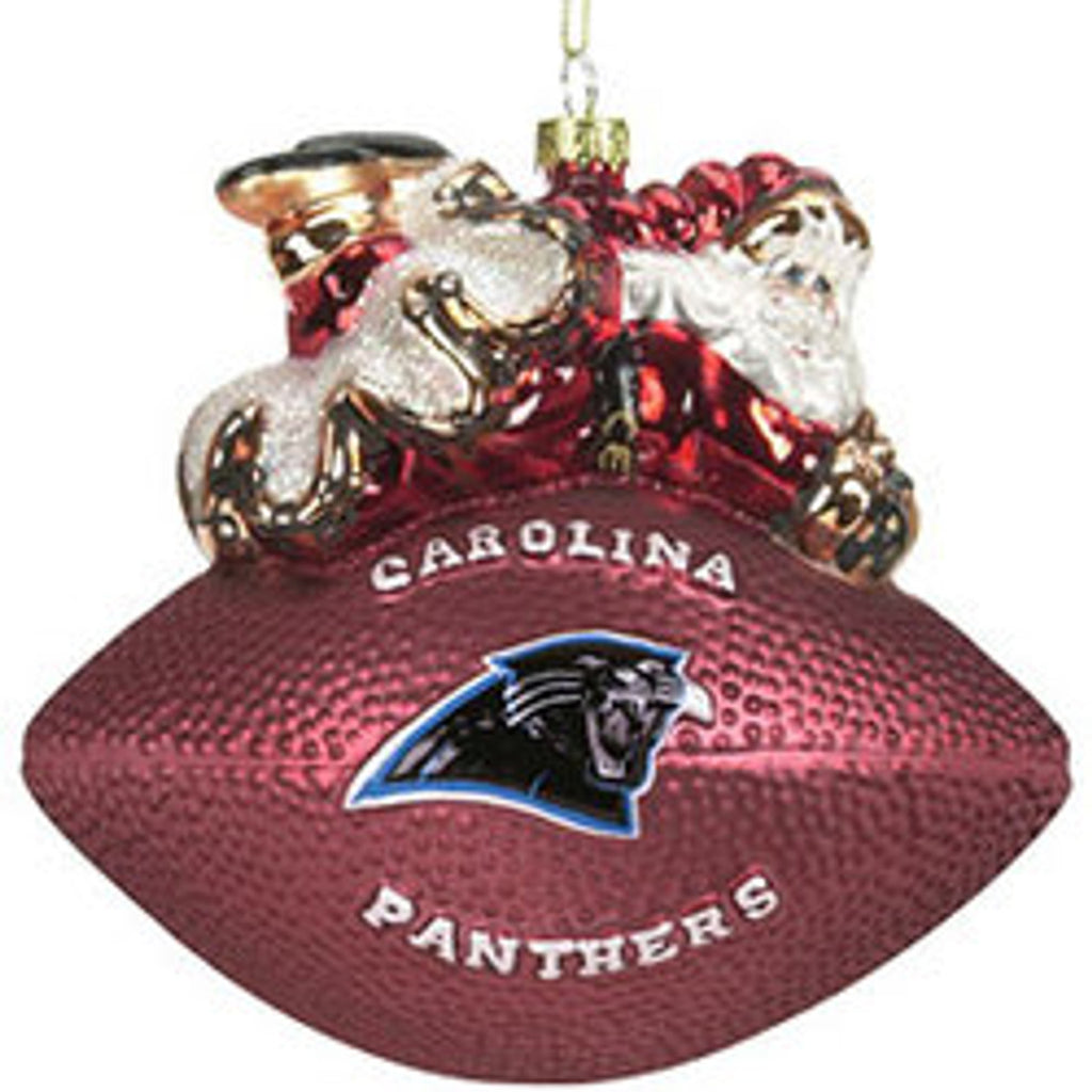 Carolina Panthers Ornament 5 1/2 Inch Peggy Abrams Glass Football CO - SC Sports