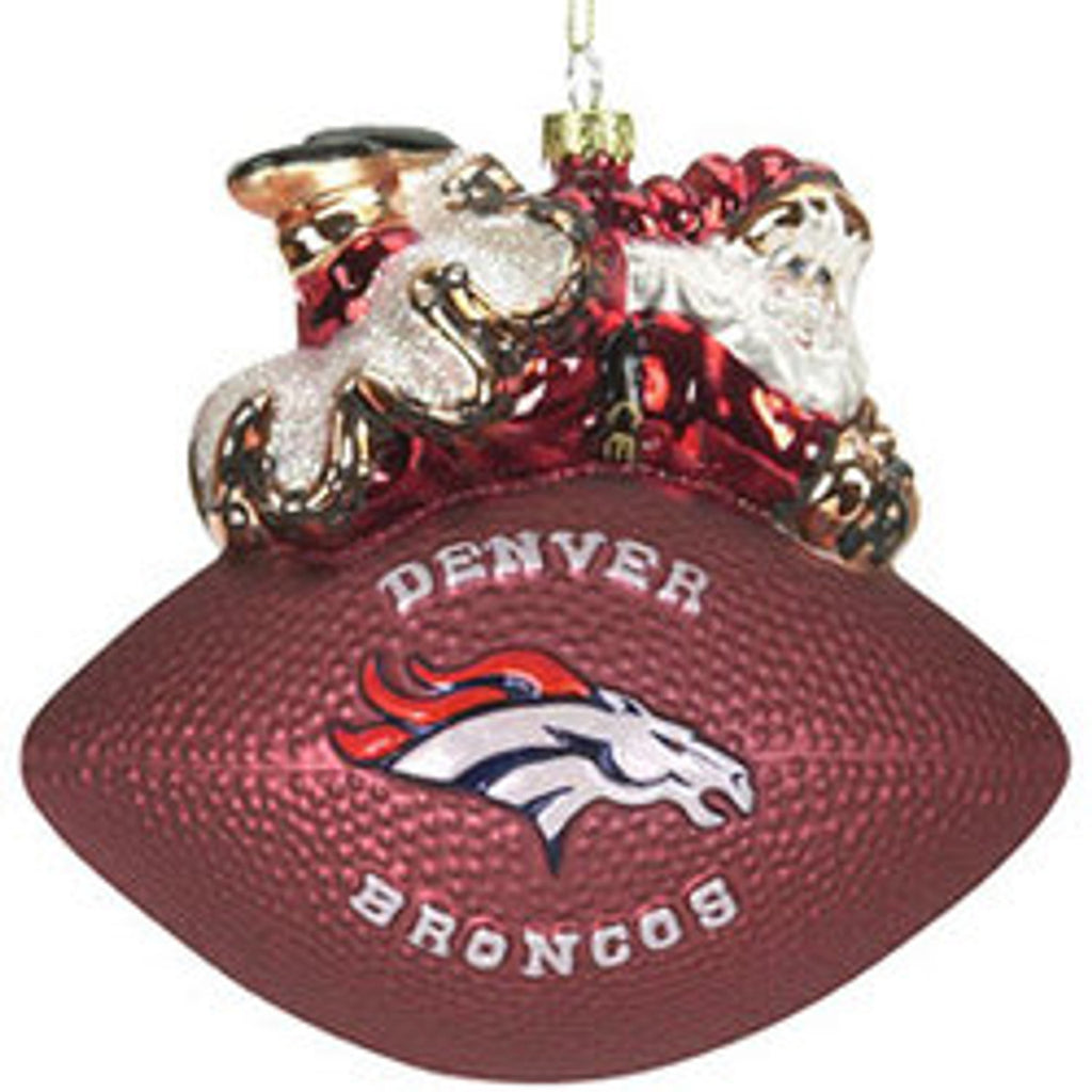Denver Broncos Ornament 5 1/2 Inch Peggy Abrams Glass Football CO - SC Sports