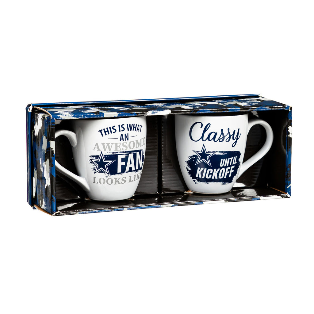 Dallas Cowboys Coffee Mug 17oz Ceramic 2 Piece Set with Gift Box - Evergreen Enterprises