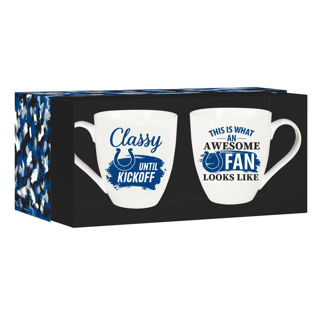 Indianapolis Colts Coffee Mug 17oz Ceramic 2 Piece Set with Gift Box - Evergreen Enterprises