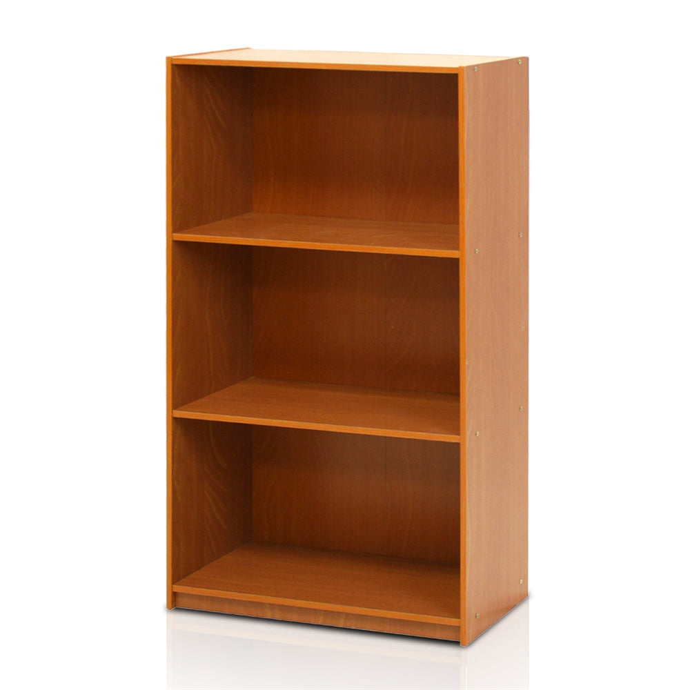 Basic 3-Tier Bookcase Storage Shelves, Light Cherry - Furinno