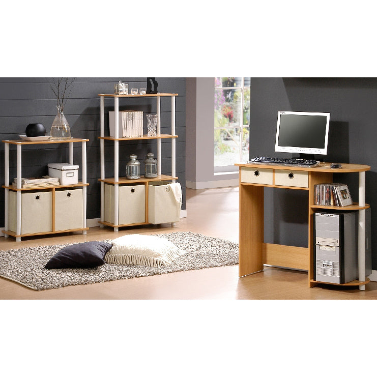 Go Green Home Laptop Notebook Computer Desk/Table, Beech/Ivory/White - Furinno