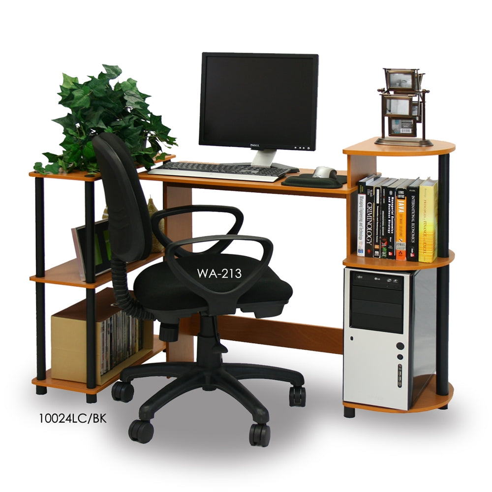Compact Computer Desk, Light Cherry/Black - Furinno