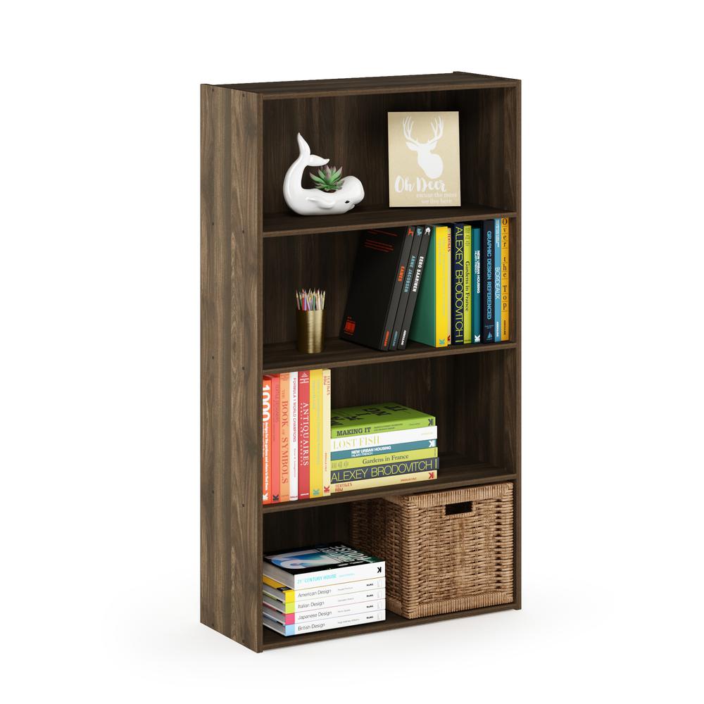 Furinno Pasir 4 Tier Open Shelf, Columbia Walnut