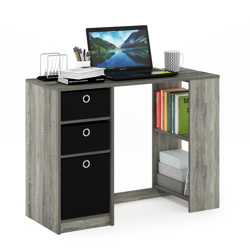 Furinno 15110 JAYA Modern Computer Study Desk, French Oak Grey/Black