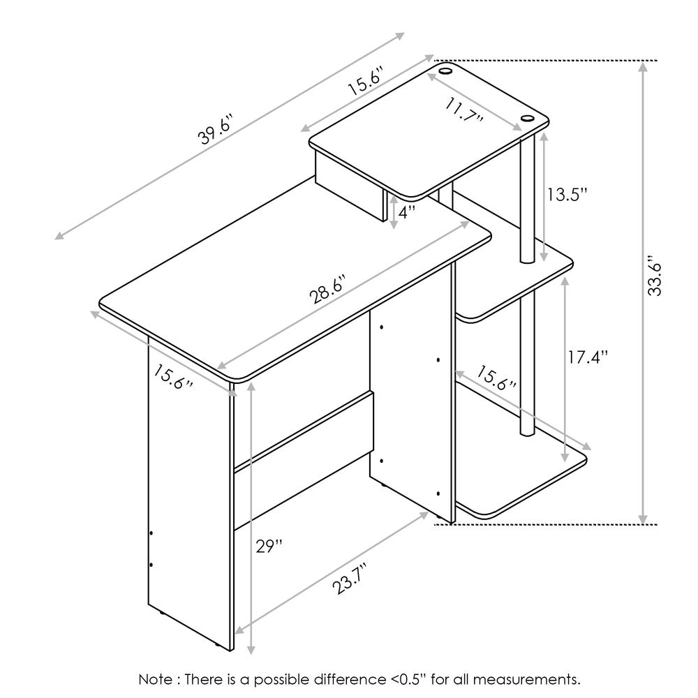 Furinno Efficient Home Laptop Notebook Computer Desk, Sonoma Oak/White