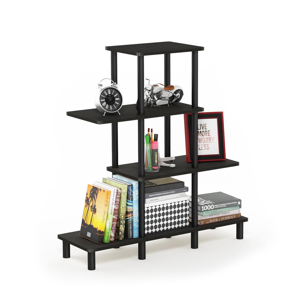 Furinno Turn-N-Tube 4-Tier Design Display Rack, Espresso/Black