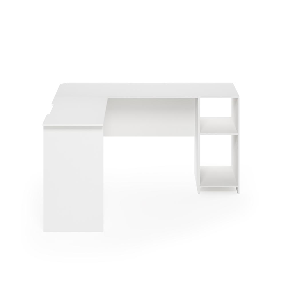 Furinno Indo L-Shaped Desk with Bookshelves, White