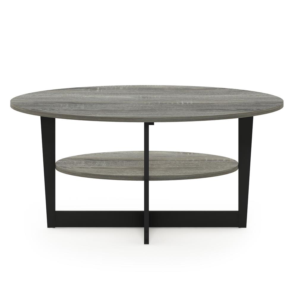 Furinno JAYA Oval Coffee Table, French Oak Grey/Black