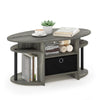 FURINNO JAYA Simple Design Oval Coffee Table, French Oak Grey/Black/Black - Furinno