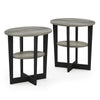 Furinno JAYA Oval End Table, Set of Two, French Oak Grey/Black