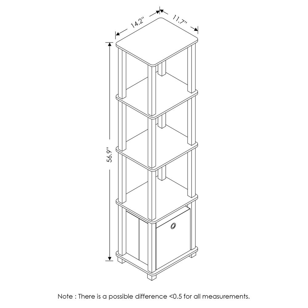 Furinno TNT No Tools 5-Tier Display Decorative Shelf with One Bin, Columbia Walnut/Black/Dark Brown