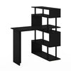 Furinno Moore L-Shape Computer Desk with 5-Tier Shelves, Americano/Black