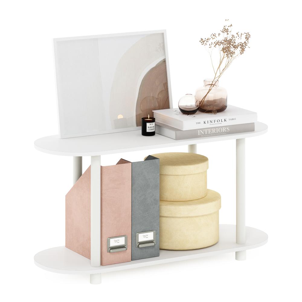 Furinno Turn-N-Tube No Tools Modern Oval Side Table, White/Virgin White