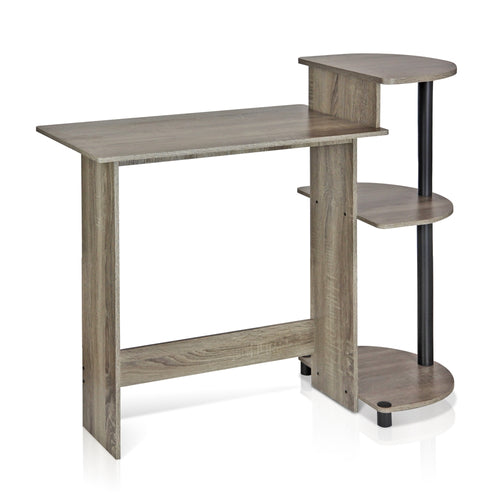 Compact Computer Desk, French Oak Grey/Black - Furinno