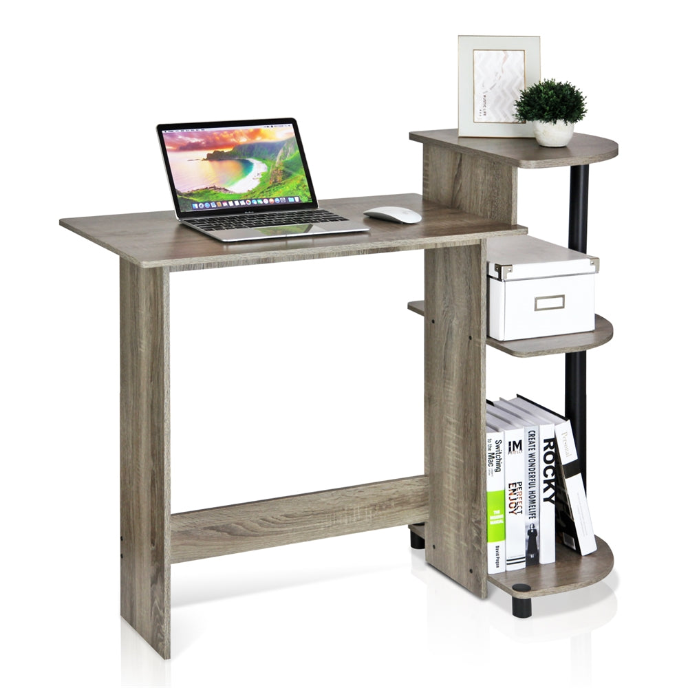 Compact Computer Desk, French Oak Grey/Black - Furinno