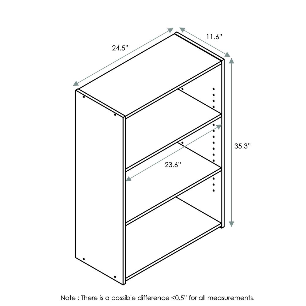 Furinno Wright 3-Shelf Bookcase, Cinnamon Cherry