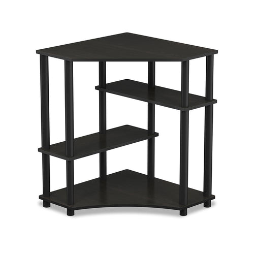 Turn-N-Tube Space Saving Corner Desk with Shelves, Espresso/Black - Furinno