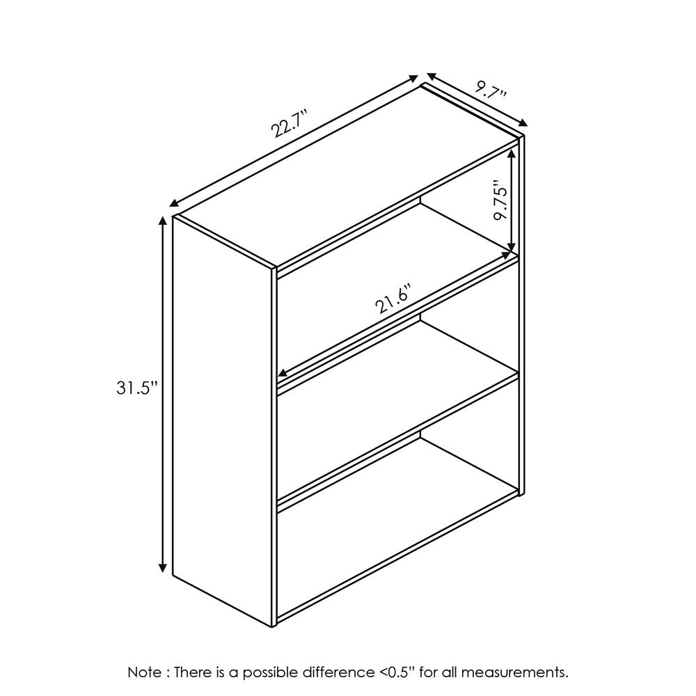 Furinno Pasir 3 Tier Open Shelf Bookcase, Columbia Walnut, 11208CWN