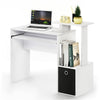 Furinno Econ Multipurpose Home Office Computer Writing Desk w/Bin, White/Black, 12095WH/BK