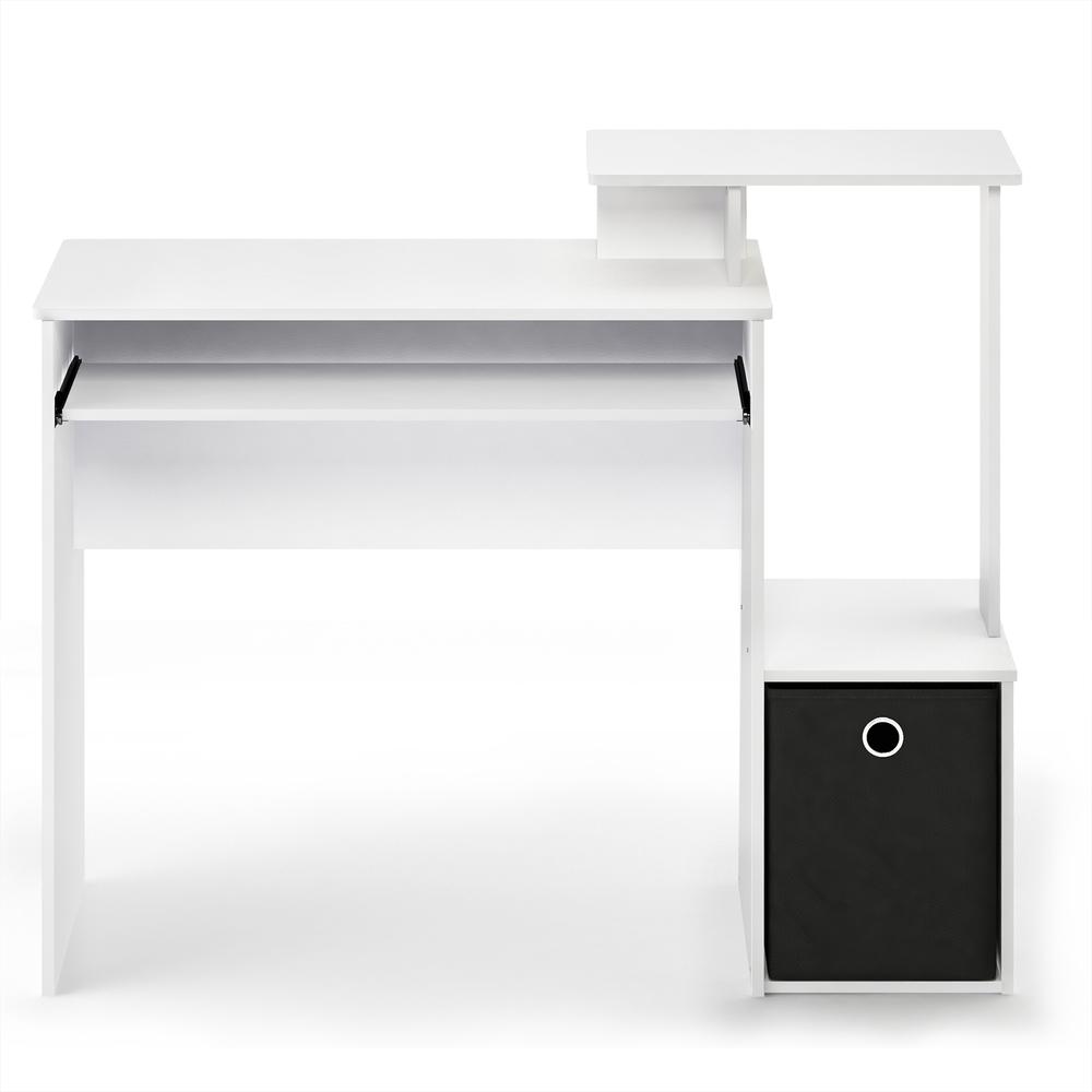 Furinno Econ Multipurpose Home Office Computer Writing Desk w/Bin, White/Black, 12095WH/BK