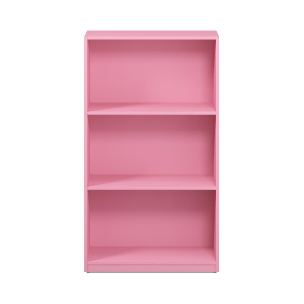 Furinno Basic 3-Tier Bookcase Storage Shelves, Pink, 99736PI