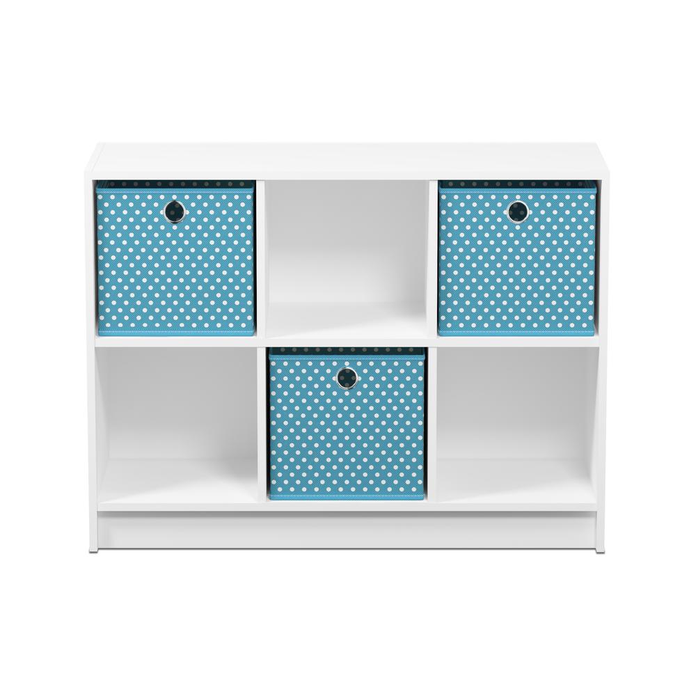 Furinno Basic 3x2 Bookcase Storage w/Bins, White/Light Blue, 99940WH/LBL