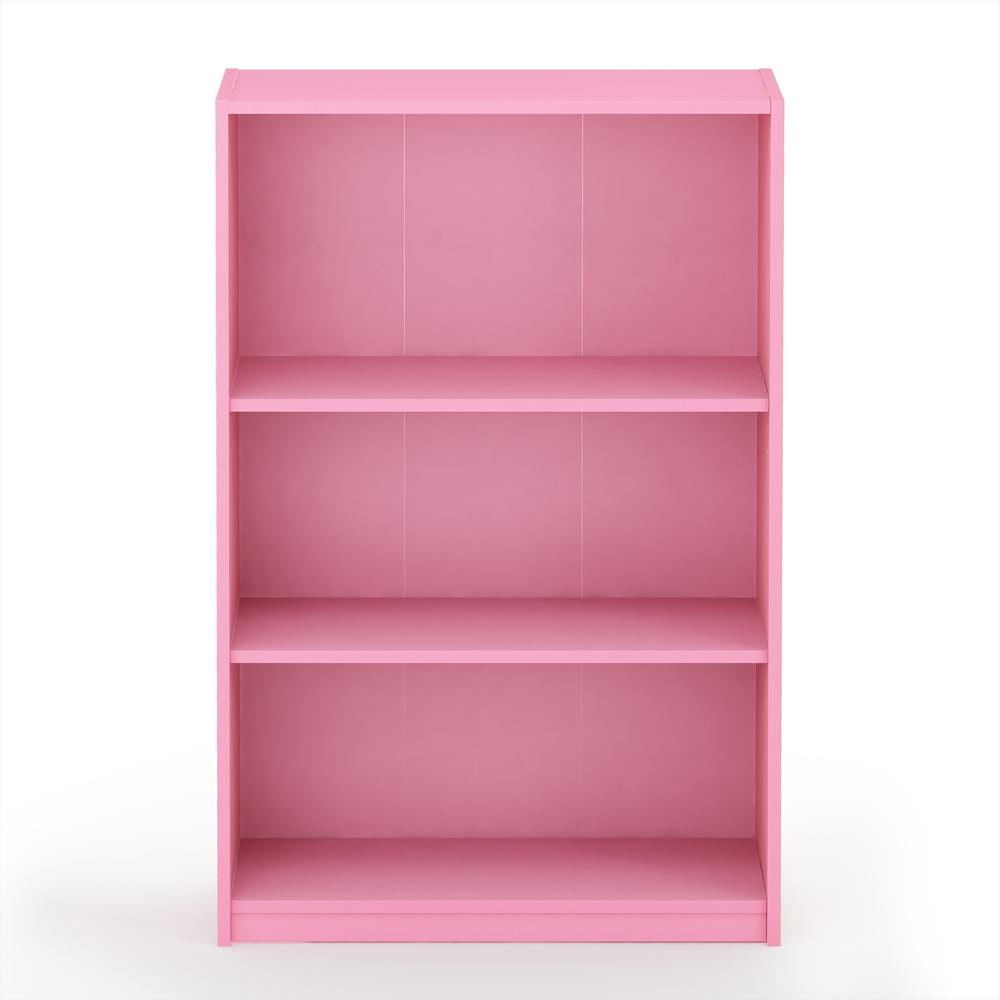 Furinno JAYA Simple Home 3-Tier Adjustable Shelf Bookcase, Pink, 14151R1PI