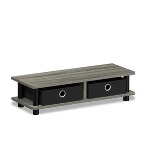 Turn-N-Tube Monitor Stand, French Oak Grey/Black - Furinno