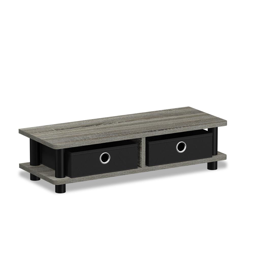 Turn-N-Tube Monitor Stand, French Oak Grey/Black - Furinno
