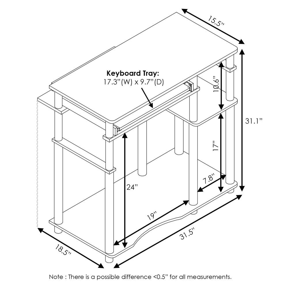 Abbott Computer Desk with Bookshelf, Espresso/Black, 17097EX/BK - Furinno
