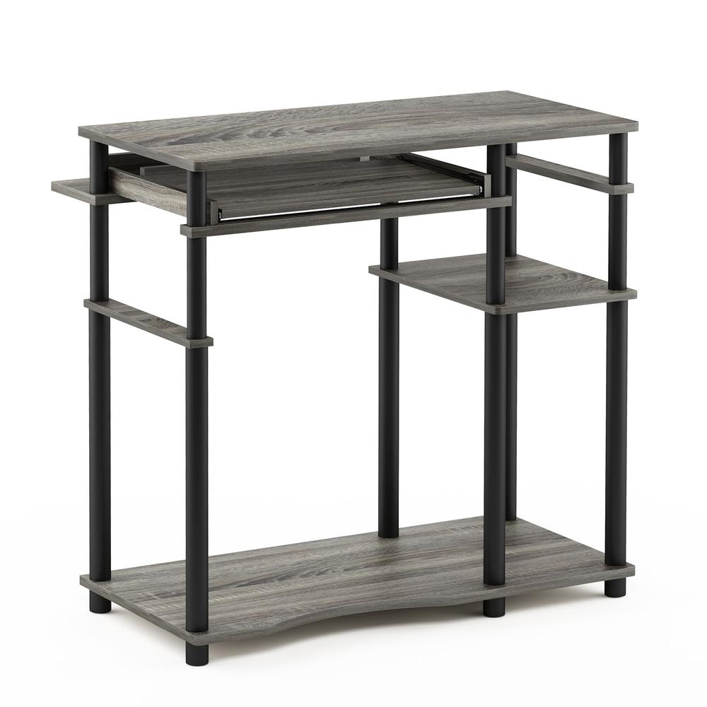 Abbott Computer Desk with Bookshelf, French Oak Grey/Black, 17097GYW/BK - Furinno
