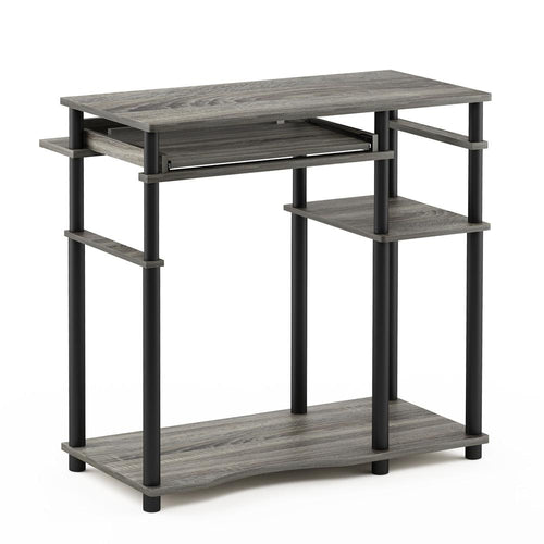 Abbott Computer Desk with Bookshelf, French Oak Grey/Black, 17097GYW/BK - Furinno
