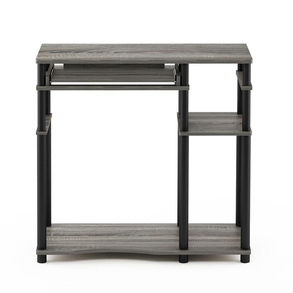 Abbott Computer Desk with Bookshelf, French Oak Grey/Black, 17097GYW/BK - Furinno